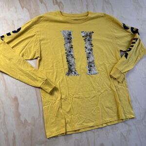 Migos Culture II Shirt Mens Large Yellow Floral Graphic Long Sleeve Tee T-Shirt